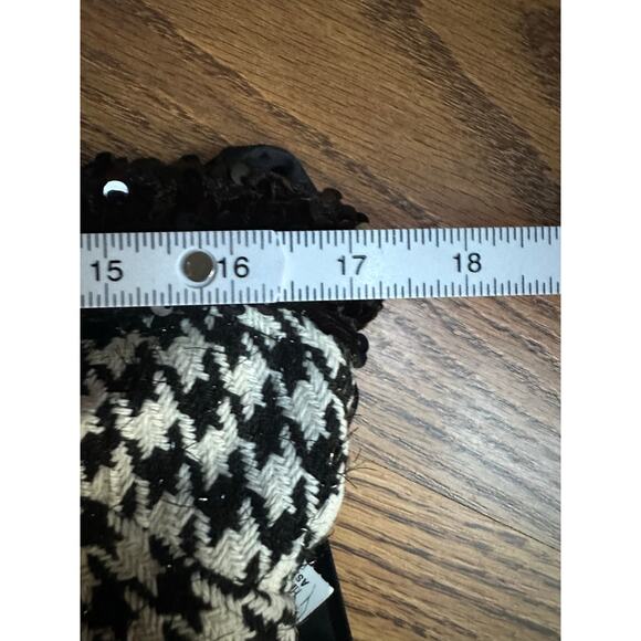 Sophia The Label  Sequin Houndstooth Tweed Bow Straps Fray Hem Medium Mini Dress - Picture 6 of 8